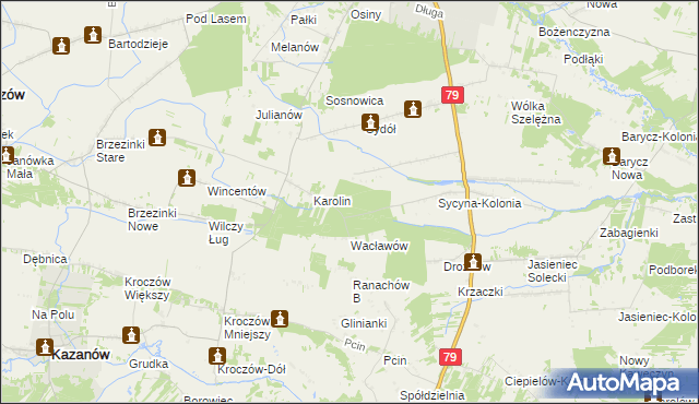 mapa Wacławów Gajówka, Wacławów Gajówka na mapie Targeo