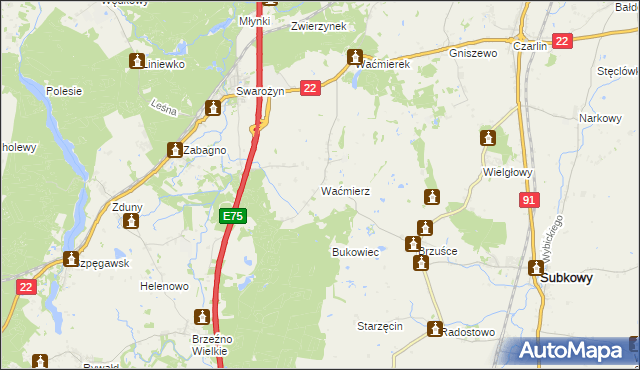 mapa Waćmierz, Waćmierz na mapie Targeo