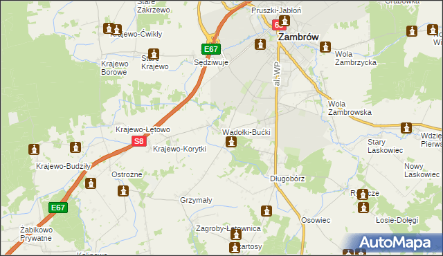 mapa Wądołki-Bućki, Wądołki-Bućki na mapie Targeo