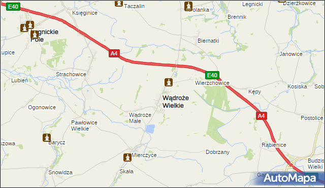 mapa Wądroże Wielkie, Wądroże Wielkie na mapie Targeo