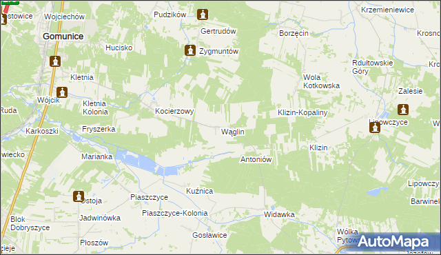 mapa Wąglin, Wąglin na mapie Targeo