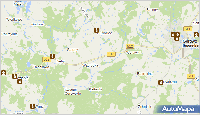 mapa Wągniki gmina Górowo Iławeckie, Wągniki gmina Górowo Iławeckie na mapie Targeo