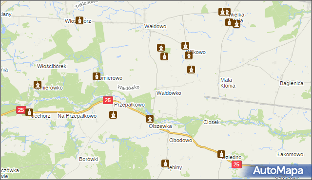 mapa Wałdówko gmina Sępólno Krajeńskie, Wałdówko gmina Sępólno Krajeńskie na mapie Targeo