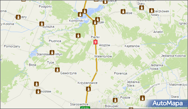 mapa Walentynów gmina Iłża, Walentynów gmina Iłża na mapie Targeo