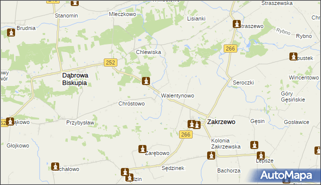 mapa Walentynowo gmina Dąbrowa Biskupia, Walentynowo gmina Dąbrowa Biskupia na mapie Targeo