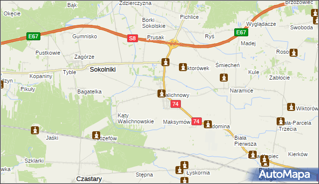 mapa Walichnowy, Walichnowy na mapie Targeo