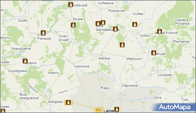 mapa Waliska gmina Latowicz, Waliska gmina Latowicz na mapie Targeo