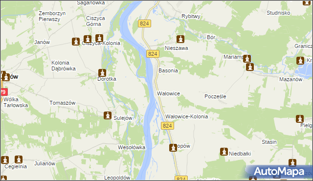 mapa Wałowice gmina Józefów nad Wisłą, Wałowice gmina Józefów nad Wisłą na mapie Targeo