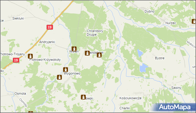 mapa Wandalin gmina Boćki, Wandalin gmina Boćki na mapie Targeo