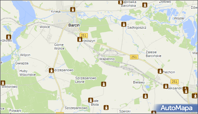 mapa Wapienno, Wapienno na mapie Targeo