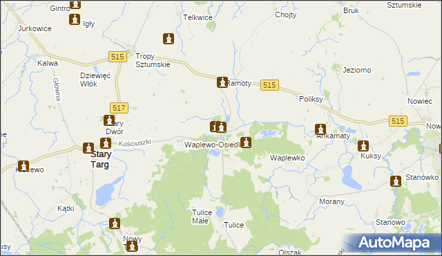 mapa Waplewo Wielkie, Waplewo Wielkie na mapie Targeo