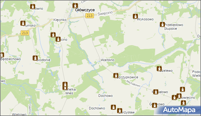 mapa Warblino, Warblino na mapie Targeo