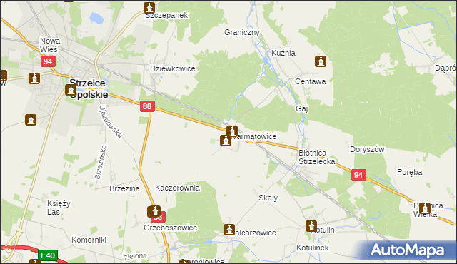 mapa Warmątowice, Warmątowice na mapie Targeo