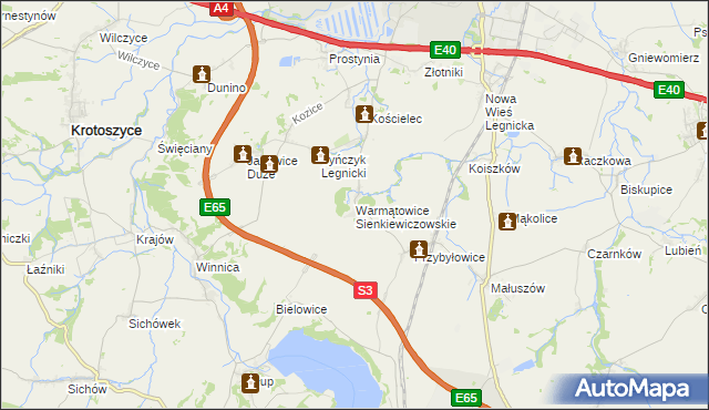 mapa Warmątowice Sienkiewiczowskie, Warmątowice Sienkiewiczowskie na mapie Targeo