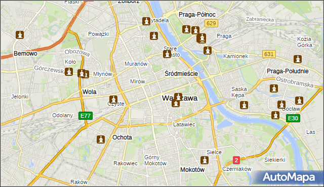 mapa Warszawy, Warszawa na mapie Targeo