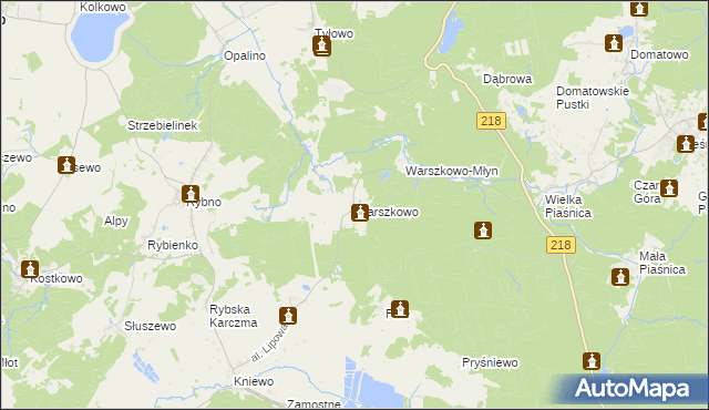 mapa Warszkowo gmina Wejherowo, Warszkowo gmina Wejherowo na mapie Targeo