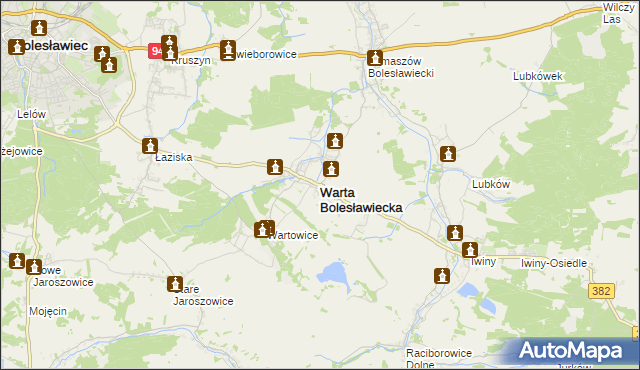 mapa Warta Bolesławiecka, Warta Bolesławiecka na mapie Targeo