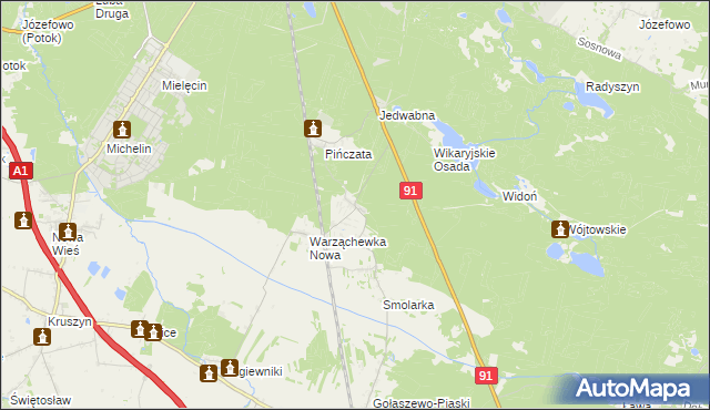 mapa Warząchewka Polska, Warząchewka Polska na mapie Targeo