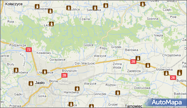 mapa Warzyce, Warzyce na mapie Targeo