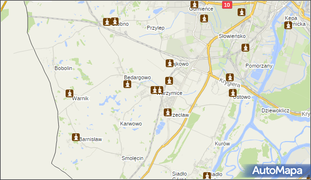 mapa Warzymice, Warzymice na mapie Targeo