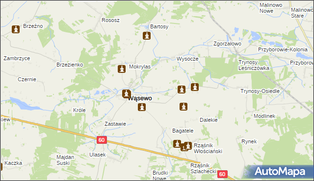 mapa Wąsewo-Kolonia, Wąsewo-Kolonia na mapie Targeo