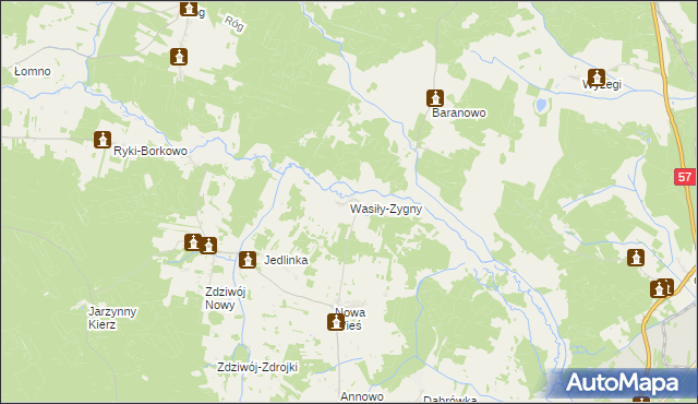 mapa Wasiły-Zygny, Wasiły-Zygny na mapie Targeo