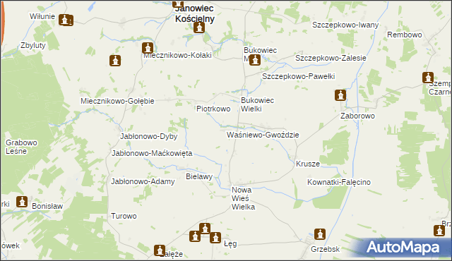 mapa Waśniewo-Gwoździe, Waśniewo-Gwoździe na mapie Targeo