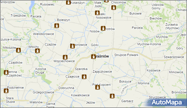 mapa Waśniów, Waśniów na mapie Targeo