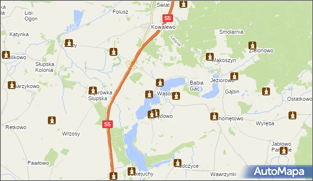 mapa Wąsosz gmina Szubin, Wąsosz gmina Szubin na mapie Targeo