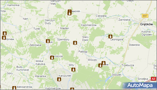 mapa Wąsy, Wąsy na mapie Targeo