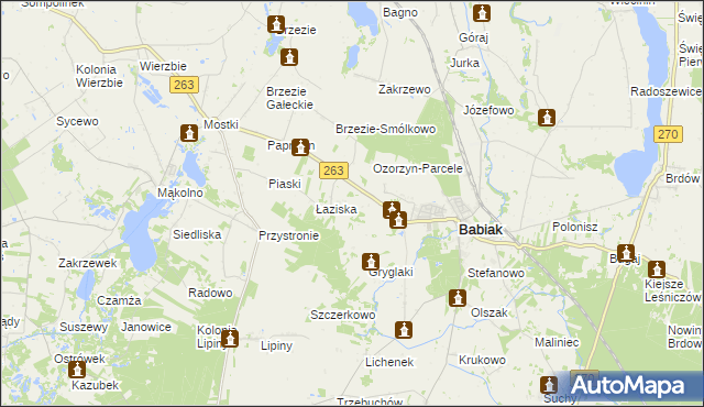 mapa Wawrzyny gmina Babiak, Wawrzyny gmina Babiak na mapie Targeo