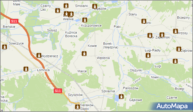 mapa Wędzina, Wędzina na mapie Targeo