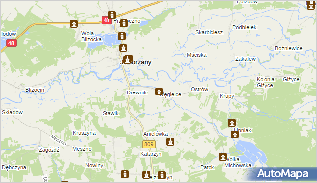 mapa Węgielce, Węgielce na mapie Targeo