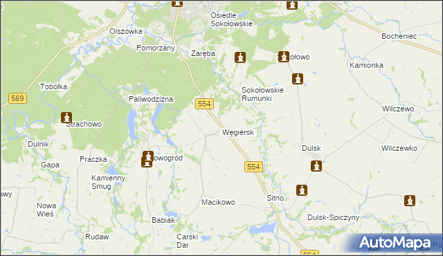 mapa Węgiersk, Węgiersk na mapie Targeo