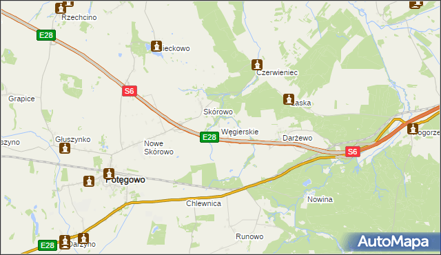 mapa Węgierskie gmina Potęgowo, Węgierskie gmina Potęgowo na mapie Targeo