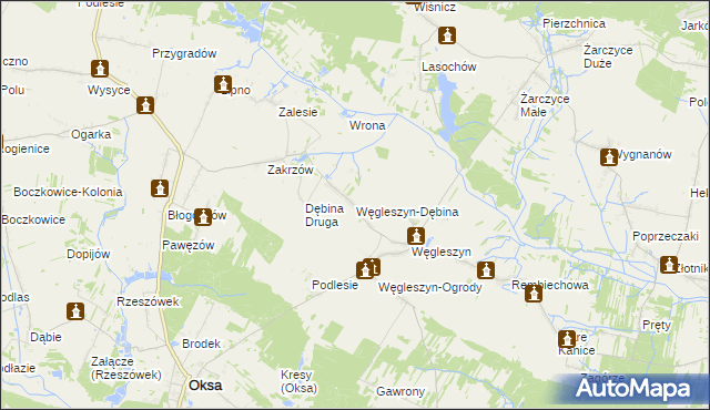 mapa Węgleszyn-Dębina, Węgleszyn-Dębina na mapie Targeo