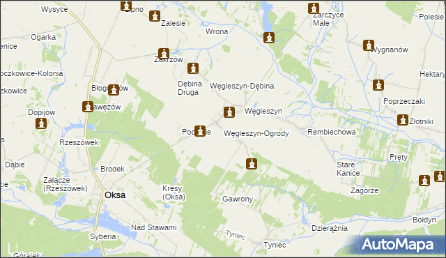 mapa Węgleszyn-Ogrody, Węgleszyn-Ogrody na mapie Targeo