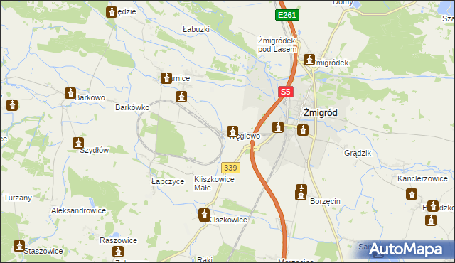 mapa Węglewo gmina Żmigród, Węglewo gmina Żmigród na mapie Targeo