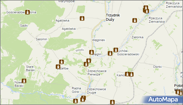 mapa Węglin gmina Trzydnik Duży, Węglin gmina Trzydnik Duży na mapie Targeo