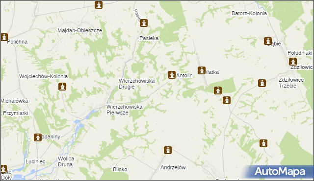 mapa Węgliska gmina Modliborzyce, Węgliska gmina Modliborzyce na mapie Targeo