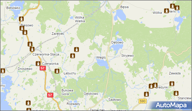 mapa Węgój, Węgój na mapie Targeo