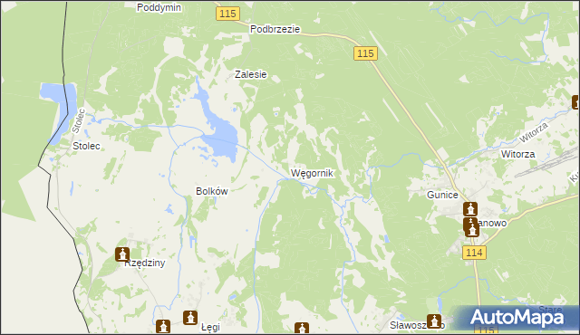 mapa Węgornik, Węgornik na mapie Targeo