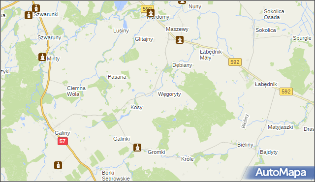 mapa Węgoryty, Węgoryty na mapie Targeo