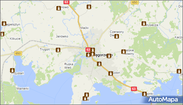 mapa Węgorzewo, Węgorzewo na mapie Targeo