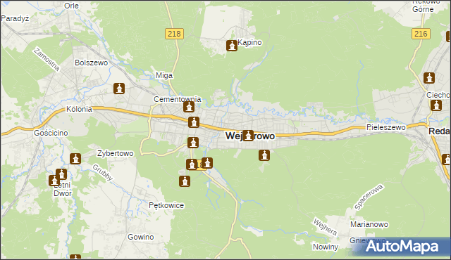 mapa Wejherowo, Wejherowo na mapie Targeo