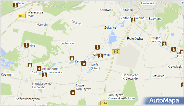 mapa Weremowice, Weremowice na mapie Targeo