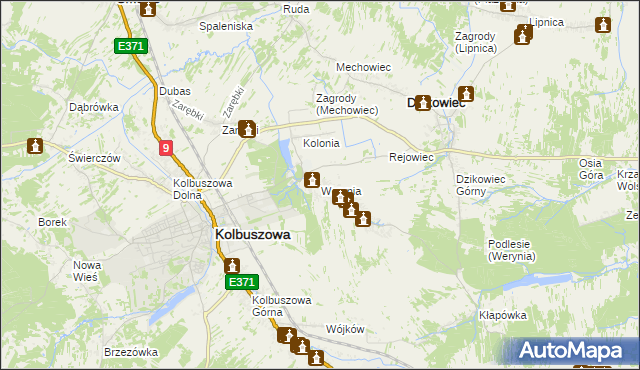 mapa Werynia, Werynia na mapie Targeo