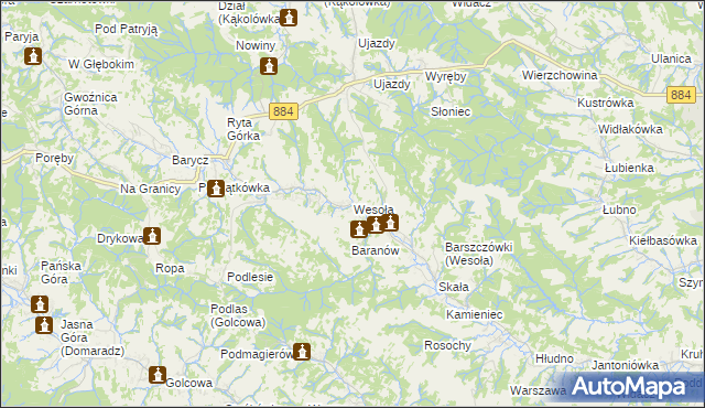 mapa Wesoła gmina Nozdrzec, Wesoła gmina Nozdrzec na mapie Targeo