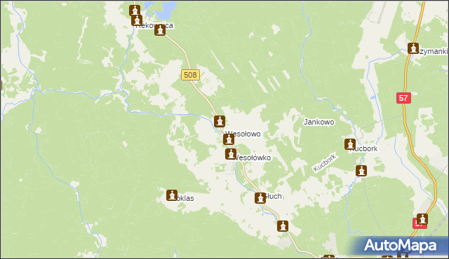 mapa Wesołowo gmina Wielbark, Wesołowo gmina Wielbark na mapie Targeo