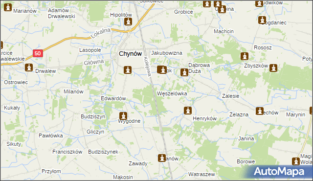 mapa Węszelówka, Węszelówka na mapie Targeo